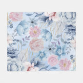 Navy Blau und Rosa Blumen Fleecedecke (Vorderseite (Horizontal))
