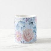 Navy Blau und Rosa Blumen Kaffeetasse (Mittel)