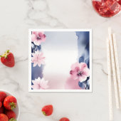 Navy Blau und Rosa Floral Serviette (Beispiel)
