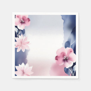 Navy Blau und Rosa Floral Serviette