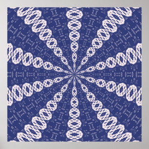 Navy Blau und Rosa Mitochondria Kaleidoskop Poster