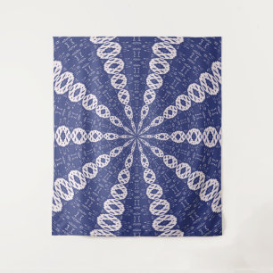 Navy Blau und Rosa Mitochondria Kaleidoskop Wandteppich