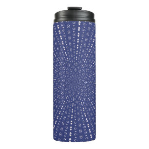 Navy Blau und Rosa nahtloses Geo-Kaleidoskop Thermosbecher