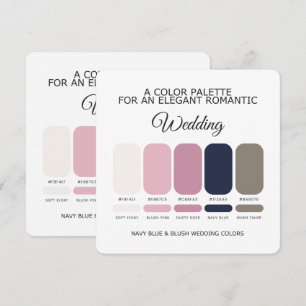 Navy Blau und Rosé Hochzeitsfarben-Palette Karte