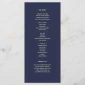 Navy Blau und Roségold Hochzeitsprogramm Programm (Rückseite)