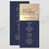 Navy Blau und Roségold Hochzeitsprogramm Programm (Vorne/Hinten)