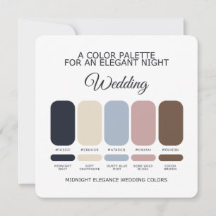 Navy Blau und Roségold Winterhochzeits-Farbpalette Einladung