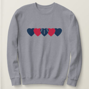 Navy Blau und Rotes Herz Football Dunkel Sweatshirt