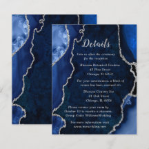 Navy Blau und Silber Achat Hochzeitsdetails