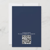 Navy Blau und Silber Blumen QR-Code Hochzeit Einladung (Rückseite)