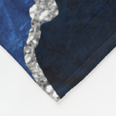 Navy Blau und Silber Marmor Achat Fleecedecke (Ecke)