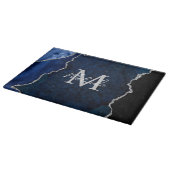 Navy Blau und Silbermarmor-Achat Schneidebrett (Ecke)