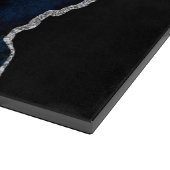 Navy Blau und Silbermarmor-Achat Schneidebrett (Ecke)