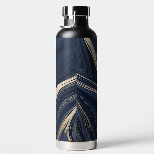 Navy Blau und Tan Marmor ohne Plastik Trinkflasche (Rechts)