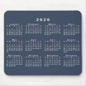 Navy Blau und Weiß 2026 Kalender Mousepad (Vorne)