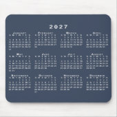 Navy Blau und Weiß 2027 Kalender Mousepad (Vorne)
