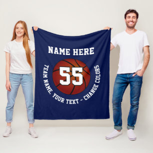 Navy Blau und Weiß Basketball Fleece Decke