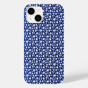 Navy Blau und Weiß Blumenmuster Case-Mate iPhone 14 Hülle
