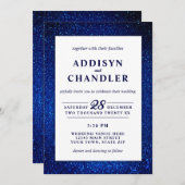 Navy Blau und Weiß Elegant Einfache Moderne Hochze Einladung (Vorne/Hinten)