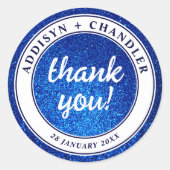 Navy Blau und Weiß Elegant Einfache Moderne Hochze Runder Aufkleber (Vorderseite)