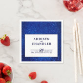 Navy Blau und Weiß Elegant Einfache Moderne Hochze Serviette (Beispiel)