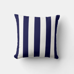 Navy Blau und Weiß Extra großes Streifenmuster Kissen
