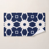 Navy Blau und Weiß Geometrische Blüten Badhandtuch Set (Handtuch)