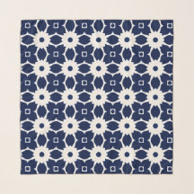 Navy Blau und Weiß Geometrische Blüten
