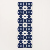 Navy Blau und Weiß Geometrische Blüten Yogamatte (Rückseite)