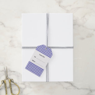 Navy Blau und Weiß Gingham, Ihr Monogramm Geschenkanhänger