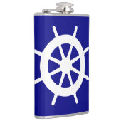Navy Blau und Weiß Küstendekoration Helm Flachmann (Rechts)