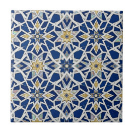 Navy Blau und Weiß Marokkanisches Zellige-Mosaik Fliese