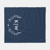 Navy Blau und Weiß | Moderne Anfangsbuchstaben-Mon Fleecedecke (Vorderseite (Horizontal))