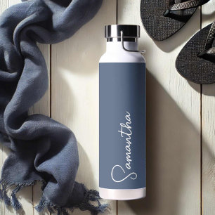 Navy Blau und Weiß Personalisiert Trinkflasche