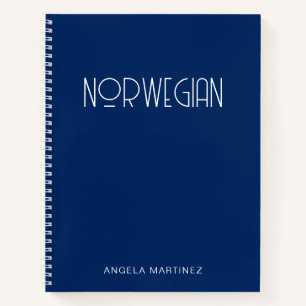 Navy Blau und Weiß Retro-Stil Sprachstudium Notizblock