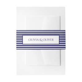 Navy Blau und Weiß Streifen - Bauchband Einladungsbanderole