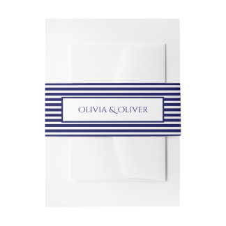 Navy Blau und Weiß Streifen - Bauchband Einladungsbanderole