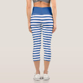 Navy Blau und Weiß Streifen Capri Leggings (Rückseite)