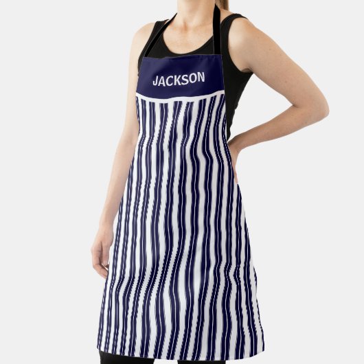 Navy Blau und Weiß Streifen Schürze (InSitu)