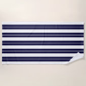 Navy Blau und Weiß Streifen Strandtuch (Vorderseite)