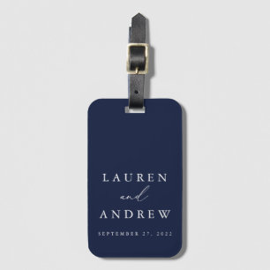 Navy Blau und Weiße Hochzeit Personalisiert Gepäckanhänger