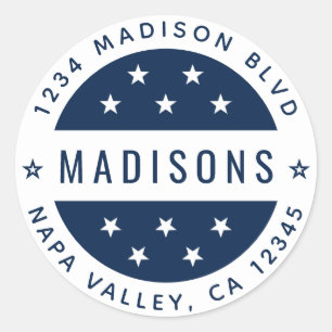 Navy Blau und Weiße Sterne Benutzerdefinierte Rück Runder Aufkleber