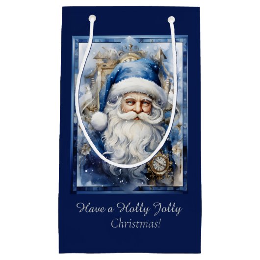 Navy Blau und Weiße Vater Weihnachten Kleine Geschenktüte (Vorderseite)