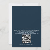 Navy Blau verstaubte florale Budget-QR-Code-Hochze Einladung (Rückseite)