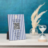 Navy Blau Vertikal gestreifter QR-Code-Wifi-Sockel Fotoplatte (Seite)