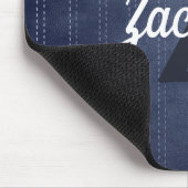 Navy Blau Vintage Pinstreifen Retro Monogramm Mousepad (Ecke)