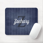Navy Blau Vintage Pinstreifen Retro Monogramm Mousepad (Mit Mouse)