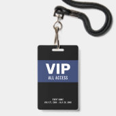Navy Blau VIP All Access Pass Event ID Abzeichen Ausweis (Vorderseite mit Lanyard)