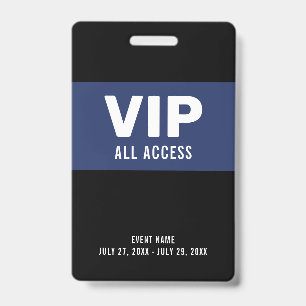 Navy Blau VIP All Access Pass Event ID Abzeichen Ausweis