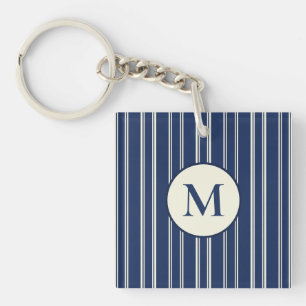 Navy Blau Warmes Elfenbein Klassisch Elegante Stre Schlüsselanhänger